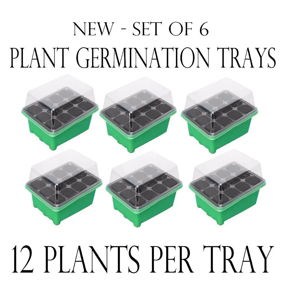 NEW 6 Pack Germination Tray Garden Supplies Gardening Plant Starter Trays 12 Pla
